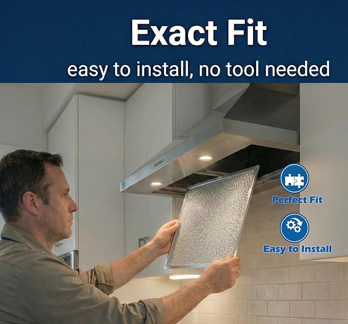 1X BPQTF 99010317 Compatible with Broan-NuTone QT2000 WA6500 WA65F S99010317 BPQTF Kitchen Range Hood Vent Combo Filter Replacements. Aluminum Mesh Dual Layer Charcoal Series