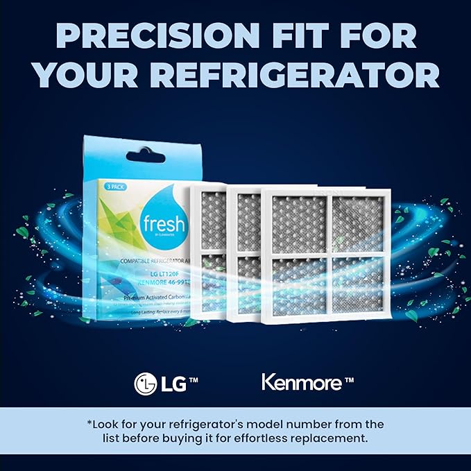 Mist Fresh Refrigerator Air Filter Replacement for L120F, LG ThinQ Fresh Air Filter, Kenmore Elite 469918, 6 Month Replacement, 2 pack