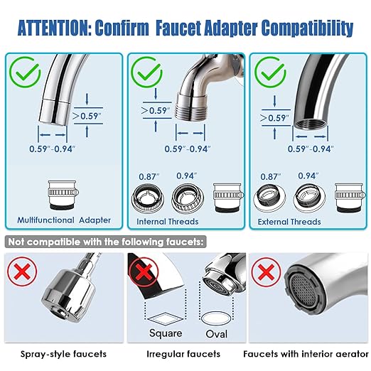 Vortopt Faucet Filter,NSF Certified,400 Gallon High Efficiency Water Purification System, Fast 99% Chlorine & Odor Removal,Modern Simple Silver with 1 Water Filter（T1-Silver）