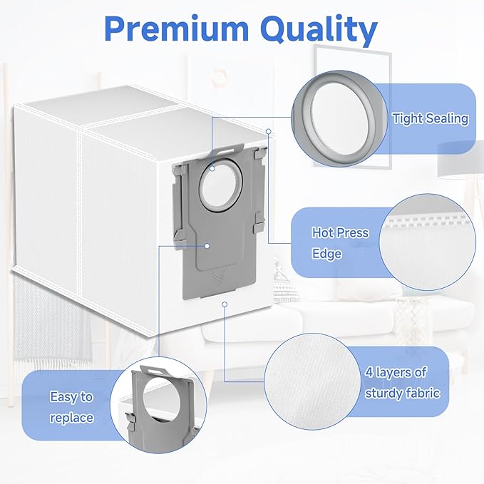 20 Packs Q Revo Dust Bags for Roborock QV 35A/Qrevo S5V/Saros 10/10R/Qrevo/Q RevoS/Qrevo Pro/Plus/MaxV/Master/Curv S5X/Edge S5A/S8 MaxV/S8 Max Ultra Robot Vacuum Cleaner, 3.5L Large Capacity