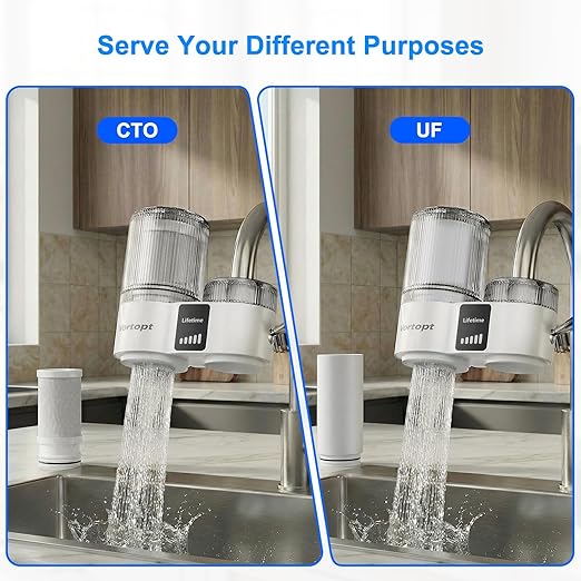 Vortopt Ultrafiltration Water Filter for Sink Faucet,NSF/ANSI 42 Certified Sink Water Filter,with Display & 400 Gallon Capacity.