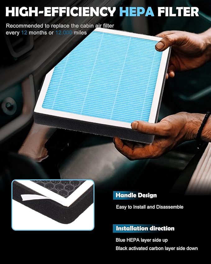 CF12820 Cabin HEPA Air Filter With Activated Carbon For 2021-2025 Hyundai GV60 Elantra Ioniq 5 Ioniq 6 Kona Santa Cruz Sonata Tucso Kia EV6 K4 K5 Niro Sorento Replace# 97133-AO000