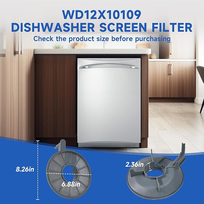 WD12X10109 Dishwasher Filter Compatible with GE PDW8200J03WW ZBD6880K10SS PDW9280J10SS,WD12X10109 Dishwasher Screen Filter Replace AP3794323 WD12X10050 1088479 AH958919 EA958919 PS958919