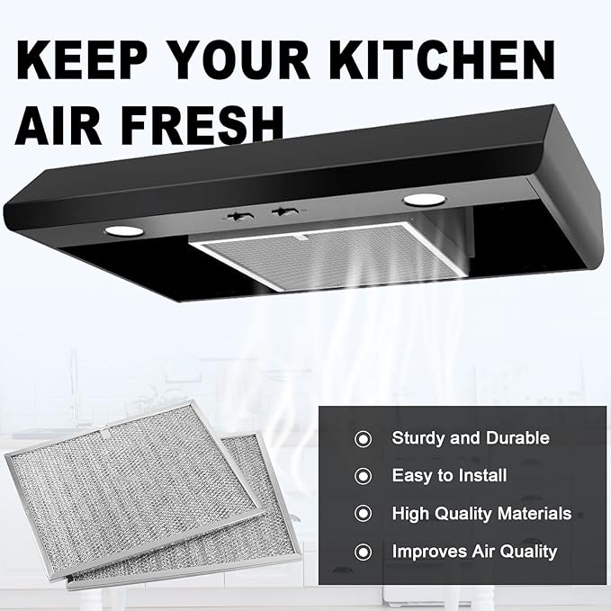 BPS1FA30 99010299 Range Hood Grease Filter 11-3/4" x 14-1/4" x 3/8" Mesh Aluminum Filter fit for B-roan QS1 30" N-utone WS1 QS2 Range Hood Replace S99010305 AP3378953-4 Pack by Fetechmate