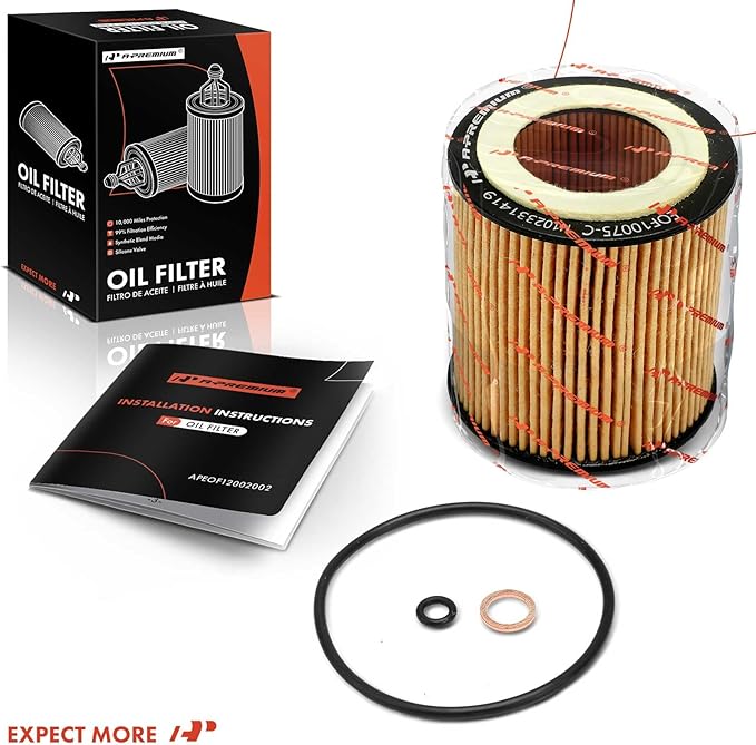 A-Premium 10K Miles Protection Oil Filter Compatible with BMW 320i xDrive, 323i, 325xi, 328i GT xDrive, 330xi, 330Ci, 335i GT xDrive, 428i Gran Coupe, 435i xDrive, 525xi, 528i xDrive, X1, X3, X5