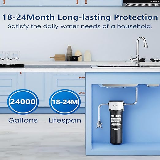 Vortopt Q5-UF Under Sink Water Filter System – 0.01μm Ultrafiltration, 24,000-Gallon Capacity, Reduces PFAS, Lead & Chlorine, Under-Counter Water Purifier