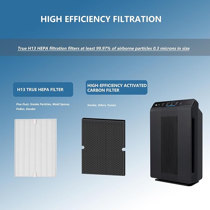 2 Set 116130 Replacement Filter H True HEPA Compatible with Winix 5500-2 and AM80 Air Purifier, (2 Pack HEPA Filter+2 Pack Activated Carbon Filter)