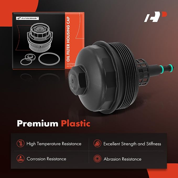 A-Premium Oil Filter Housing Cap Assembly Compatible with BMW 320i, 323Ci, 323i, 323is, 325Ci, 325i, 325xi, 328Ci, 328i, 328is, 330Ci, 330i, 330xi, X5, 525i, 528i, 530i, X3, Z4, Replace# 11421744000