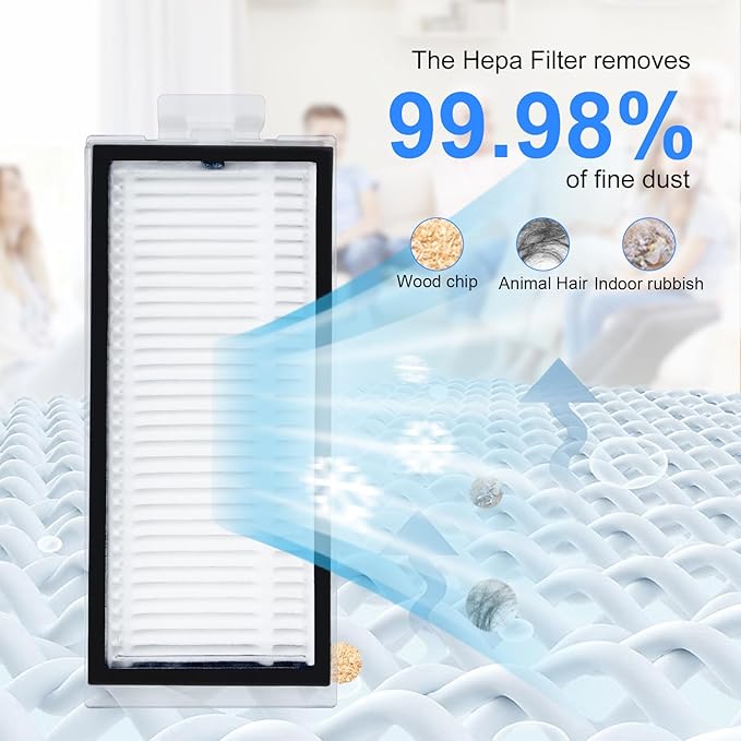Hepa Filter for Roborock Q7 Max/ Q7 Max+/ Q7/ Q7+/ Q8 Max/ Q8 Max+/ Q5 Pro/ Q5 Pro+/ T8 Robot Vacuum Cleaner Replacement Part, Filter Washable and Reusable, Provides Stronger Suction Power