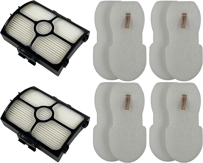 Dttery HZ3002 Filter Kit Replacement for Shark Stratos UltraLight DuoClean PowerFins Corded Stick Vacuum HZ3000 HZ3002 HZ4000 HZ4001AMZ HZ4002 Part XFFKHZ3000 XHFHZ3000, 4 Foam and Felt, 2 HEPA