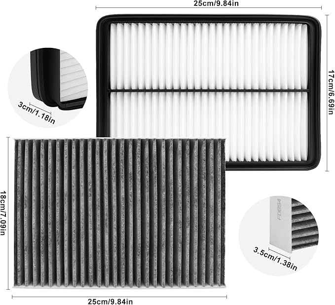 Comb Engine Cabin Air Filter for Nissan Qashqai 2.0L L4 2023 2022 2021 2020 2019 2018 2017
