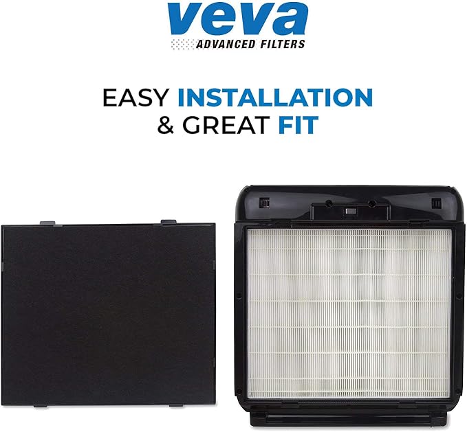VEVA HEPA Filters Compatible with Coway Airmega AP-1512HH - 2 Pack HEPA Air Purifier Filters with 8 Charcoal Pre-Filters compatible with Coway Airmega 200M Air Purifier