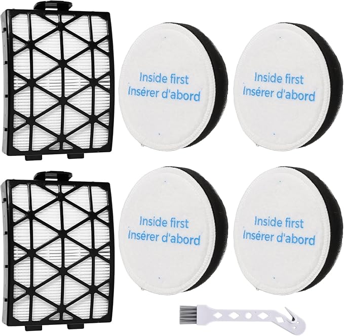 NEU652 NEU651 NEU612 Filter Replacement Compatible with Eureka FlexReach Upright NEU651PL NEU652 NEU612BL Vacuum Cleaner, 2 Hepa Filters, 4 Foam Filters and 1 Cleaning Brush