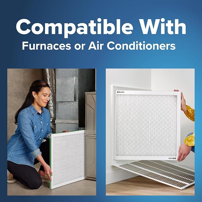 Filtrete 15x20x1 AC Furnace Air Filter, MPR 700, MERV 8, Tough on Pollen, Easy on Airflow, 3-Month Pleated 1-Inch Electrostatic Air Cleaning Filter, 4-Pack (Actual Size 14.81 x 19.81 x 0.81 in)