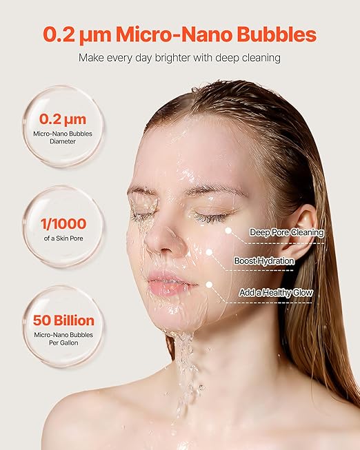 VEVOR Skincare Water Filter, Faucet Mount Water Filters with Micro-Nano Bubble for Skin, Sink Tap Purifier, Removes Chlorine with 1 Filter, for Kitchen and Bathroom Faucets, Pink + Gold