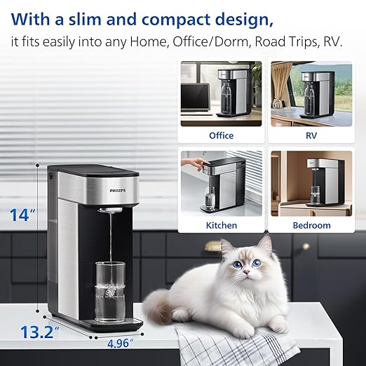 PHILIPS Reverse Osmosis Water Filter Countertop,NSF/ANSI 372 Certified,5 Stage RO Water Filtration System,Installation-Free, Self-Cleaning Water Purifier with Aquaporin Tech,Compact for Office Home