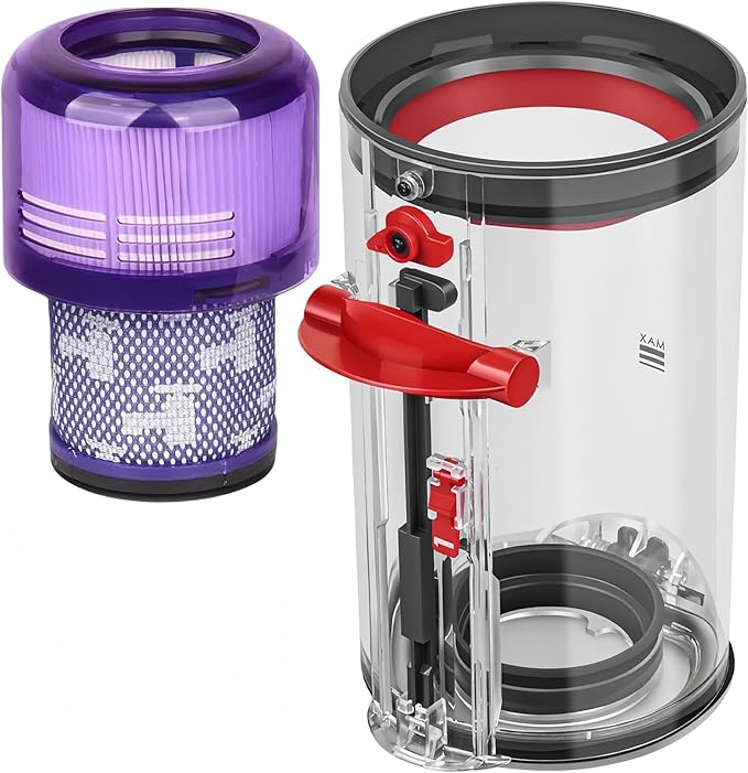 Upgraded Dust Bin Replacement & HEPA Filter Compatible with Dyson V11 V15 SV14 SV15 SV22 Vacuum Cleaner, Canister Dirt Cup Spares Part 969509-01 965440-01, Fixes Broken Latch & Restores Suction