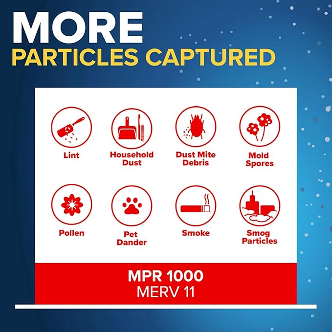 Filtrete 15x20x1 AC Furnace Air Filter, MERV 11, MPR 1000, Micro Allergen Defense, 3-Month Pleated 1-Inch Electrostatic Air Cleaning Filter, 2 Pack (Actual Size 14.81x19.81x0.81 in)