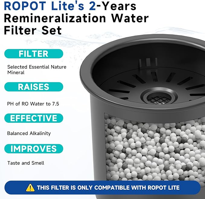 ROPOT-LITE Mineral Filter Set Compatible with Bluevua RO100ROPOT-Lite and RO100ROPOT-Lite(UV) Alkaline Remineralization Filters (4 Pack）