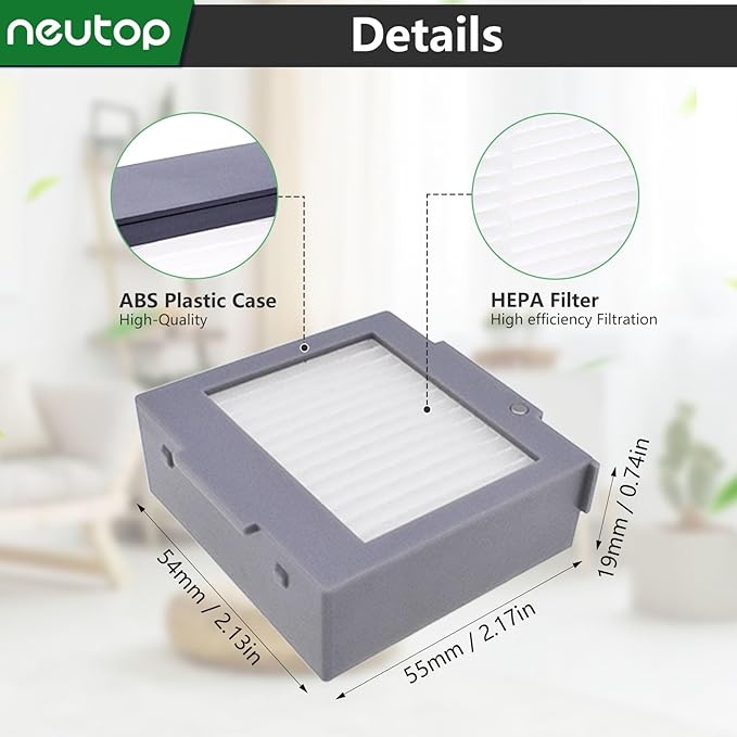 Neutop Replacement HEPA Filters Compatible with iRobot Roomba Max 705 Vac/Plus 504 Vac, Robot Parts High-Effiency Filter Accessories, 9-Pack