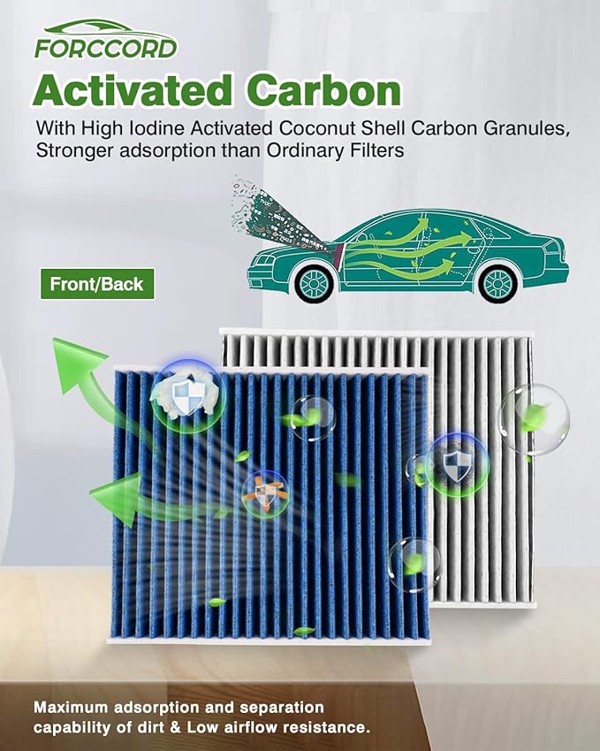Cabin & Engine Air Filter Fit for Ford Mustang 2011-2014 5.0L/3.7L, Mustang 2010 4.6L Activated Carbon Cabin Filter Replacement CF10370 CA10781 Car Accessories