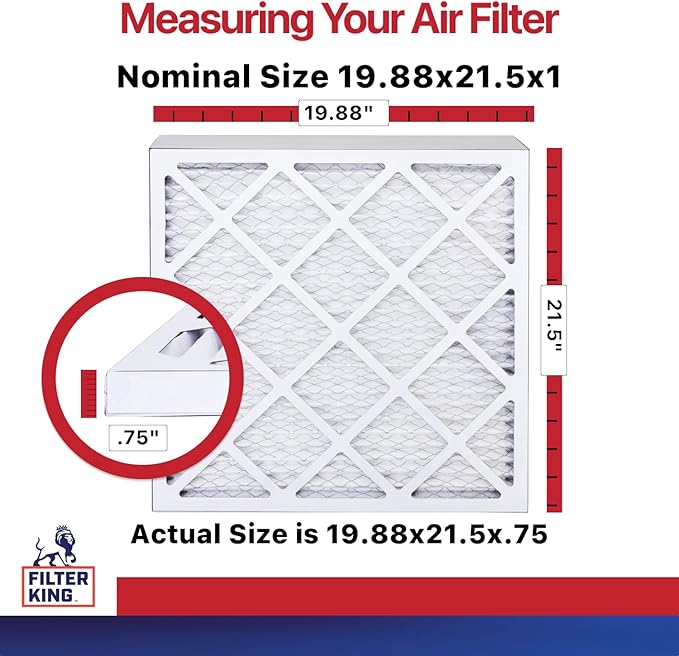 Filter King 19.88x21.5x1 Air Filter (MERV 11) (6-Pack) Dust & Allergy Control AC Furnace Filters, MADE IN USA, HVAC, Pleated, Electrostatic (Actual Size: 19.88 x 21.5 x .75)