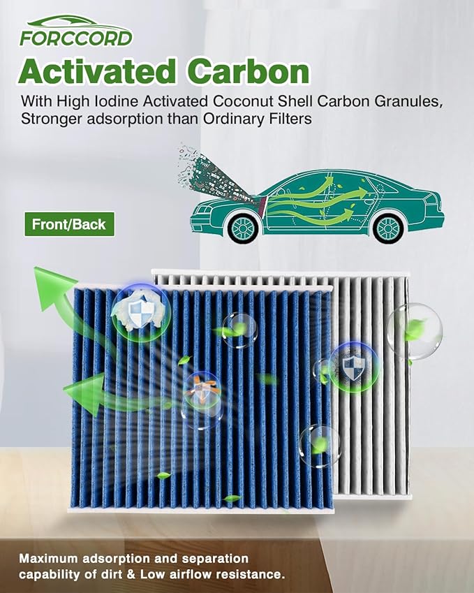 Cabin & Engine Air Filter Fit for 2010-2015 Toyota Prius L4 1.8L, Prius Plug-In 1.8L; 2012-2018 Prius V 1.8L Activated Carbon Cabin Filter Replace#CF10285 CA10741 17801-37020 Car Accessories