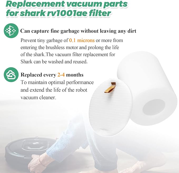4Pack Replacement for Shark Base Pre-Motor Foam Filters(3.7" High) for Shark Robot Vacuum UR1005AE R101AE RV1001AE AV912S RV1000 AV970 AV993 AV1002AE AV2501S AV2501AE by Techecook, Replace#106KY1000AE