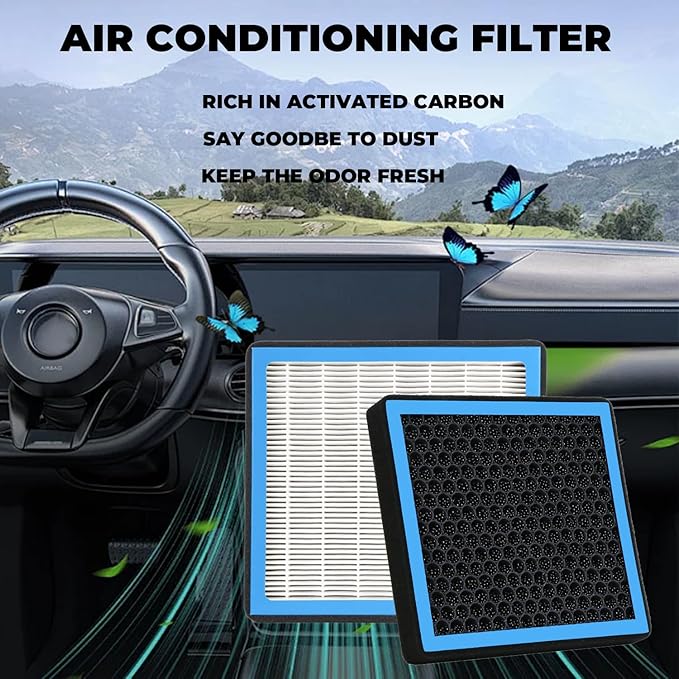 Cabin Air Filter With Activated Carbon For 2021-2024 Kia K5 EV6 Niro Sorento Sportage, Hyundai Elantra Elantra N Ioniq 5 Ioniq 6 Santa Cruz Santa Fe Sonata Kona, GV60 2020-2024 (CF12820)