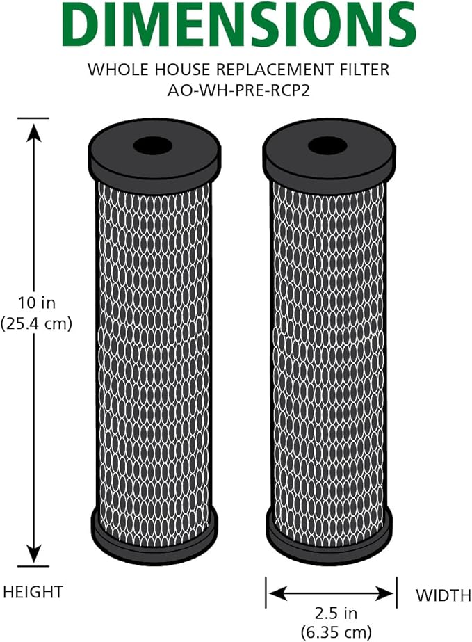 AO Smith 2.5"x10" 5 Micron Carbon Wrap Sediment Water Filter Replacement Cartridge - 2 Pack - For Whole House Filtration Systems - AO-WH-PRE-RCP2