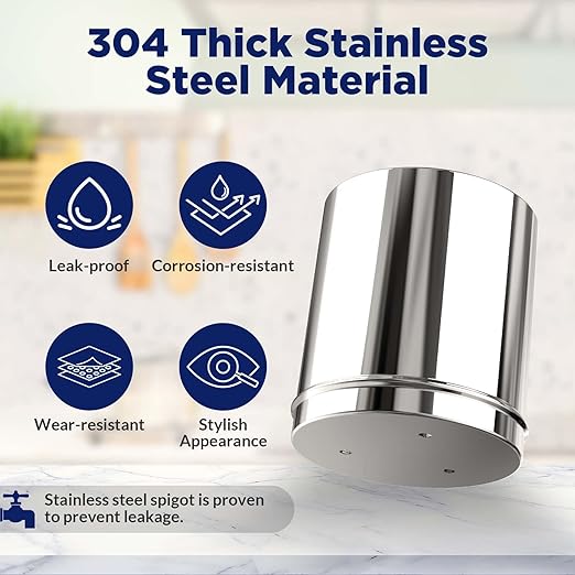 Membrane Solutions Stainless Steel 2.25G Gravity Water Filter, Countertop Water Filtration System with 3 Pack 0.1-Micron UF Filters, for Home, Camping, and RVing