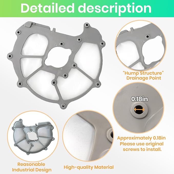 【Upgraded】"No Hump" DD63-00104A For Samsung Dishwasher Pump Mesh Filter Body (OEM) Parts, Grey (9 * 8.6 * 0.2 inch) (Match DD63-00099A Sump-Cover)