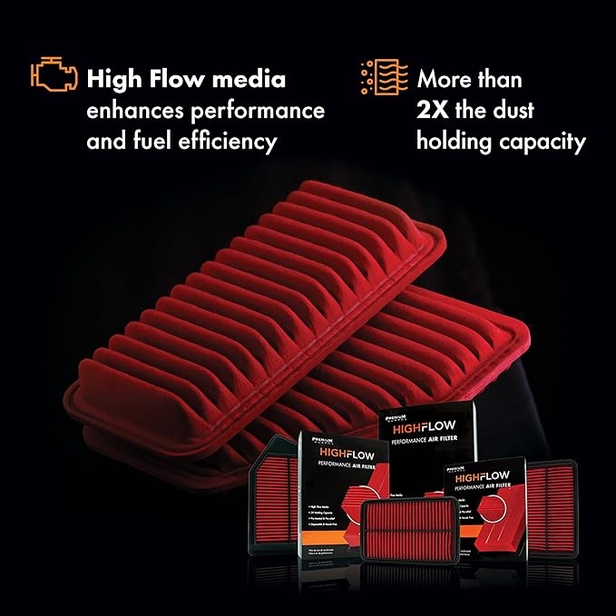 HIGHFLOW High Performance, Pre-Oiled Disposable Engine Air Filter PA99212X | Fits 2017-2024 Nissan TITAN
