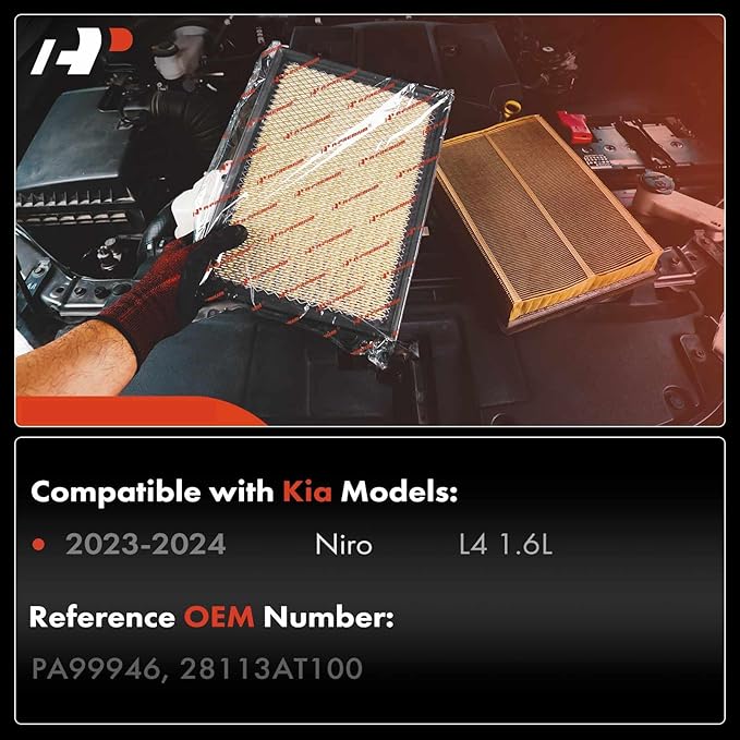 A-Premium Engine Air Filter Compatible with Kia Niro 2023 2024, 1.6L, Replace# PA99946, 28113AT100