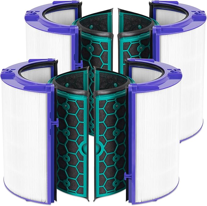 2-Pack TP04 Filter Replacement Compatible with Dyson TP04 / HP04 / DP04 Air Purifier, 360 Combi Glass High-Efficiency Carbon Filter