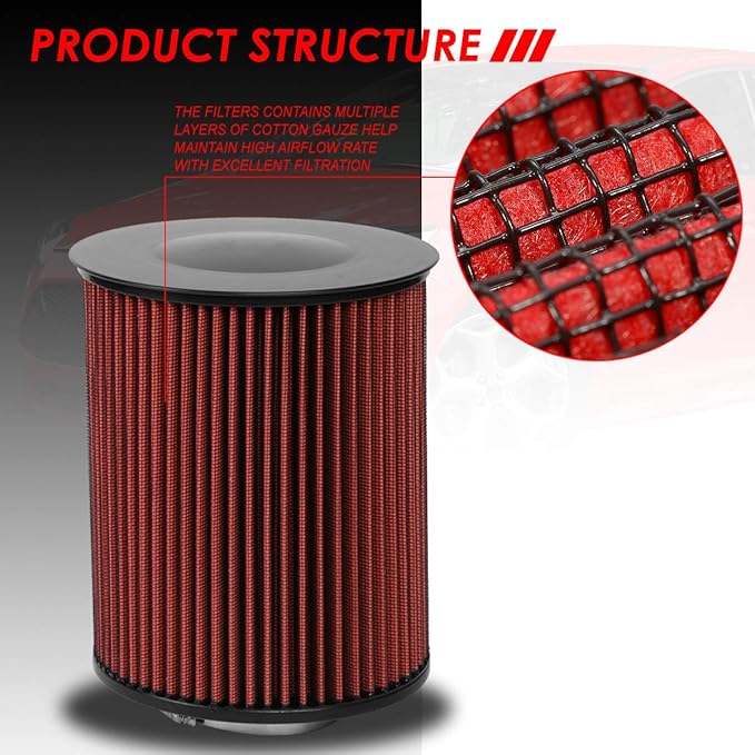 DNA Motoring AFPN-228-RD Clean Air Washable Drop In Panel Air Filter Enhance Engine Performance [Compatible with 13-19 Ford Escape / 07-18 Focus / 14-16 Transit Connect / 15-19 MKC ]