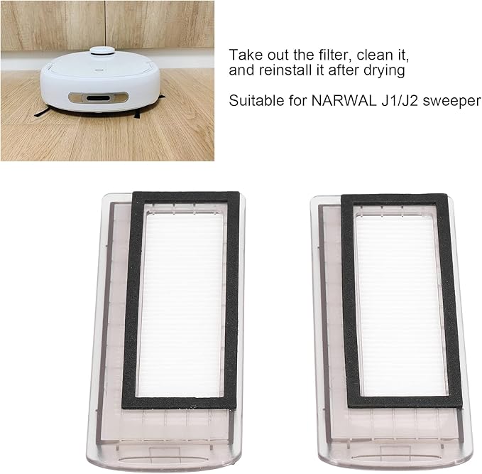 Acouto Filter Kit, 2Pcs Robot Vacuum Cleaner Filter Replacement Sweeper Filters Screen Vacuum Filter Replacement for J1 J2