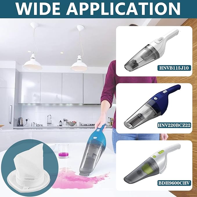 Improvedhand EVF100 Filter Replacement Compatible with Black & Decker Hand Vacuum HNV220B HNV115J HNV215B HNV115B 90590689 Series Cleaners, 6 Pack