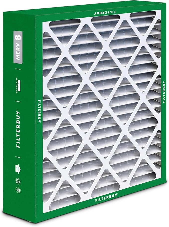 Filterbuy 20x25x6 Air Filter MERV 8 Essential Dust & Allergy Defense (3-Pack), Pleated HVAC AC Furnace Filters for AprilAire Space-Gard 201, 2200, 2250, & Lennox (Actual Size: 19.75 x 24.25 x 6.00)