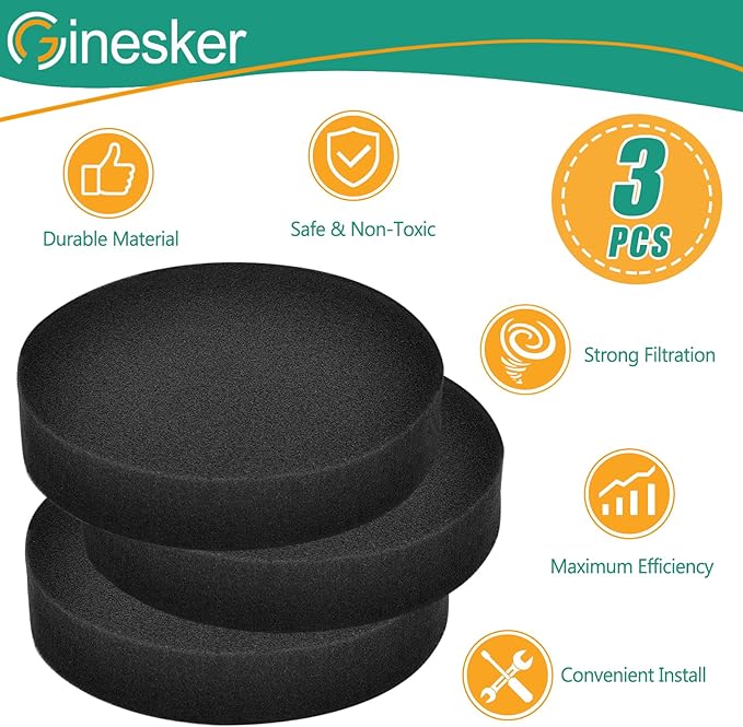 3 Pack Filter for Bissell Powerforce Helix Turbo Rewind Bagless Cleanview 1797 2191 2190 1700 2258 3534 2492 3675 Upright Vacuum, Premotor Foam Filters Replacement Part #1608225