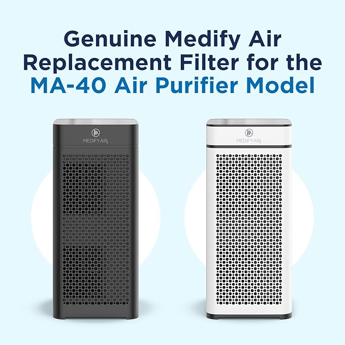 Medify MA-40 Air Purifier with True HEPA H13 Filter | 1,793 ft² Coverage in 1hr for Smoke, Wildfires, Odors, Pollen, Pets | Quiet 99.9% Removal to 0.1 Microns | White, 1-Pack