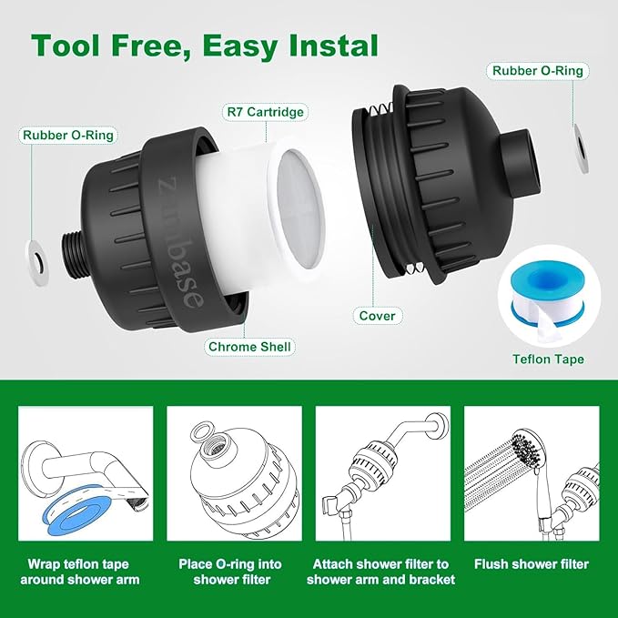 Shower Head Filter Reduction of Hard Water Chlorine & Heavy Metals to Soothe Dry Itchy Skin, Dandruff and Eczema for Healthier Skin & Hair Fits All Showers (Black)
