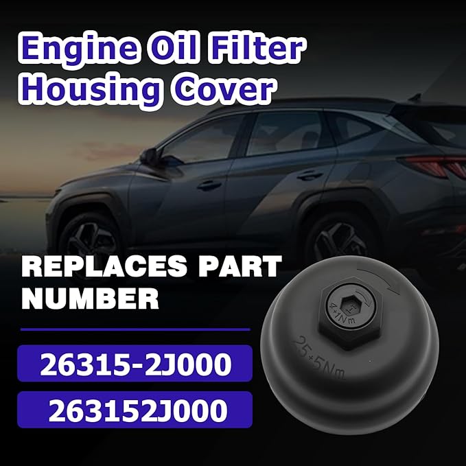Engine Oil Filter Housing Cover Fit for Kia K5 2021-2024 L4 2.5L Sorento 2021-2024 L4 2.5L for Hyundai Santa Fe 2021-2023 L4 2.5L Sonata 2020-2023 L4 2.0L 2.5L Replace for 26315-2J000 263152J000