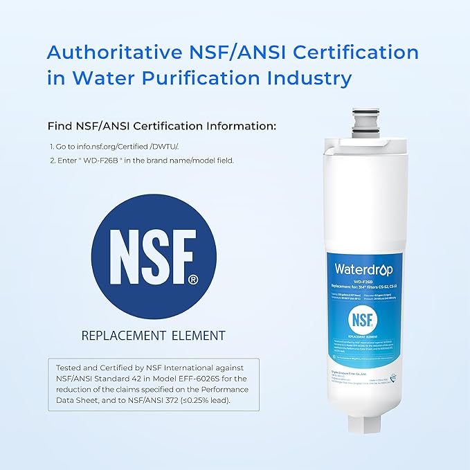 Waterdrop Refrigerator Water Filter, Replacement for Bosch® 640565, Whirlpool® WHKF-R-PLUS, EVOLFLTR10, 3M® Cuno CS-52, CS-51, W1085590, 51000, 3 Filters