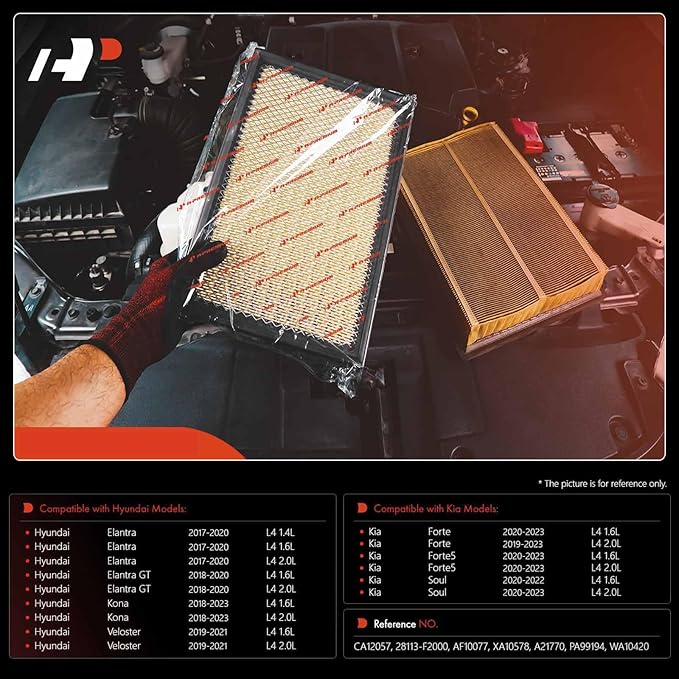 A-Premium Engine Air Filter Compatible with Hyundai Elantra(17-20), Kona(18-23), Veloster(19-21) & Kia Forte(19-23), Forte5(20-23), Soul(20-23) - 1.4L 1.6L 2.0L
