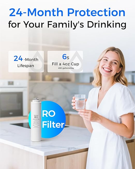 Waterdrop 𝐓𝟑-𝐑𝐂𝐎 Filter, Replacement for Waterdrop 𝐓𝟑-𝐂 Tankless Reverse Osmosis Water Filter (𝐂𝐅*𝟐 + 𝐂𝐁*𝟏 + 𝐑𝐎*𝟏)