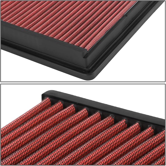 DNA Motoring AFPN-220-RD Clean Air Washable Drop In Panel Air Filter Enhance Engine Performance [Compatible with 02-20 Dodge RAM 1500/02-10 RAM 2500/02-10 RAM 3500/02-10 RAM PICKUP]