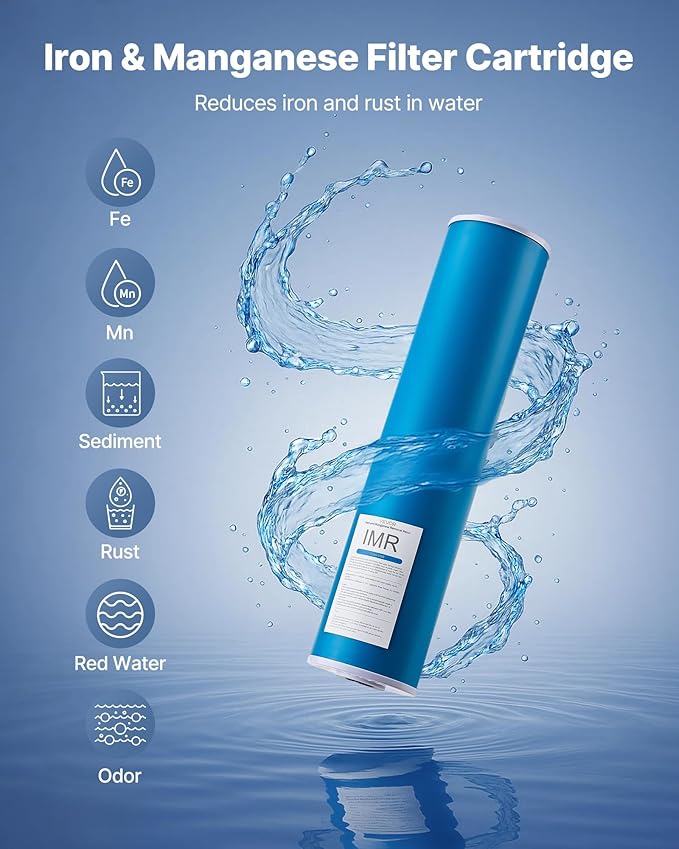 VEVOR Whole House Water Filter Replacement Cartridge, 4.5" x 20" Iron & Manganese Reducing Replacement Filter for 3-Stage Whole Home Water Filtration System, Reduce Chlorine, Bad Taste, Odor