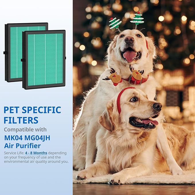 MK04 Pet Care Filter Compatible with AROEVE MK04 Air Purifier 4-in-1 HEPA Replacement Filter for Pet Dander Hair Dust and Pollen, Ideal for Homes with Pets, MK-04 MG04JH - Pet Dander Version, 2 Pack
