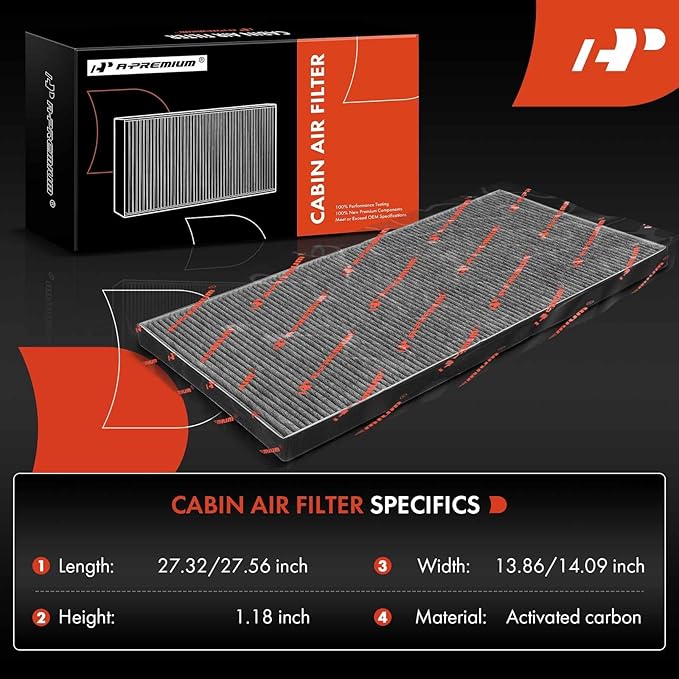 A-Premium Under Hood Cabin Air Filter w/Activated Carbon Compatible with Tesla S 2016-2023, Located Under Hood, Replace# 1059333